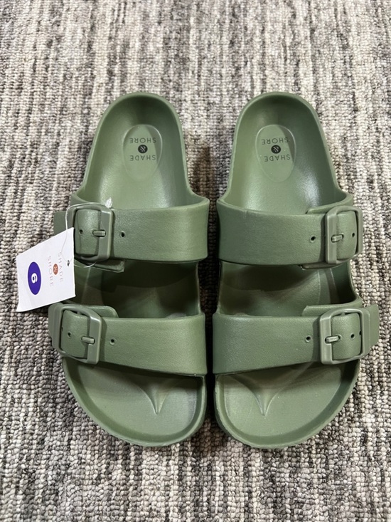 Shade & Shore Shoes - Shade & Shore Olive Green Double-Strap Buckle Slides